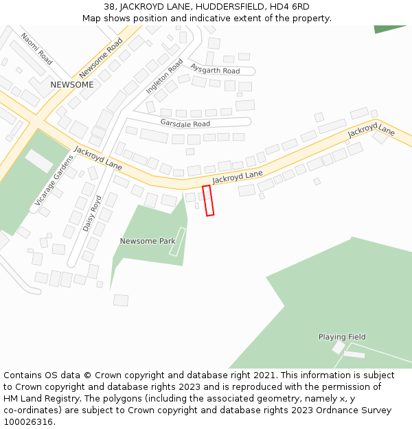 38, JACKROYD LANE, HUDDERSFIELD, HD4 6RD: Location map and indicative extent of plot