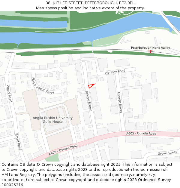 38, JUBILEE STREET, PETERBOROUGH, PE2 9PH: Location map and indicative extent of plot