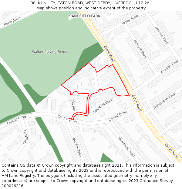 38, KILN HEY, EATON ROAD, WEST DERBY, LIVERPOOL, L12 2AL: Location map and indicative extent of plot