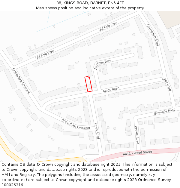 38, KINGS ROAD, BARNET, EN5 4EE: Location map and indicative extent of plot