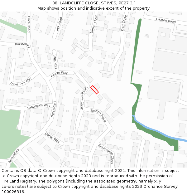 38, LANDCLIFFE CLOSE, ST IVES, PE27 3JF: Location map and indicative extent of plot
