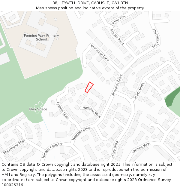 38, LEYWELL DRIVE, CARLISLE, CA1 3TN: Location map and indicative extent of plot