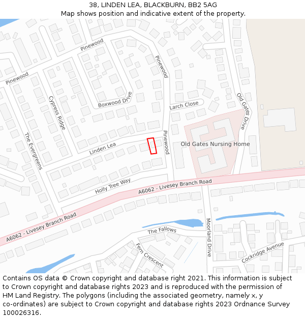 38, LINDEN LEA, BLACKBURN, BB2 5AG: Location map and indicative extent of plot