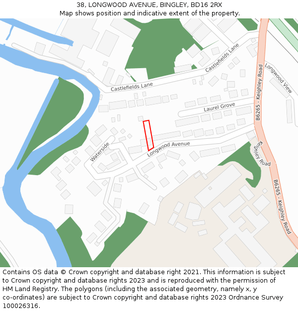 38, LONGWOOD AVENUE, BINGLEY, BD16 2RX: Location map and indicative extent of plot