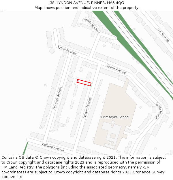 38, LYNDON AVENUE, PINNER, HA5 4QG: Location map and indicative extent of plot