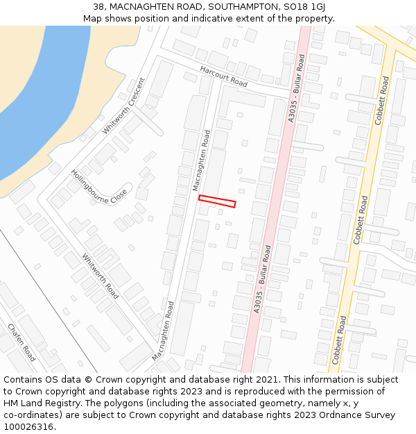38, MACNAGHTEN ROAD, SOUTHAMPTON, SO18 1GJ: Location map and indicative extent of plot