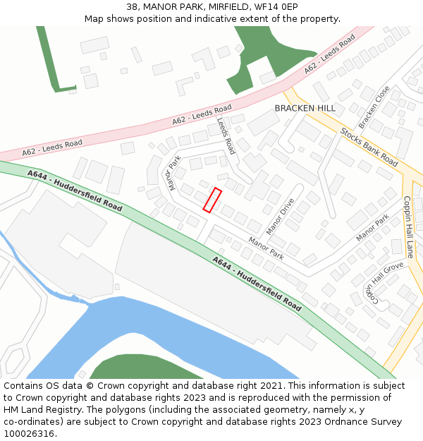 38, MANOR PARK, MIRFIELD, WF14 0EP: Location map and indicative extent of plot