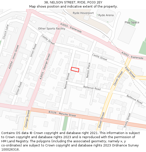 38, NELSON STREET, RYDE, PO33 2EY: Location map and indicative extent of plot