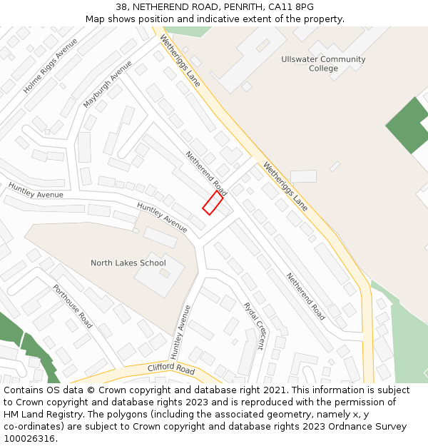 38, NETHEREND ROAD, PENRITH, CA11 8PG: Location map and indicative extent of plot