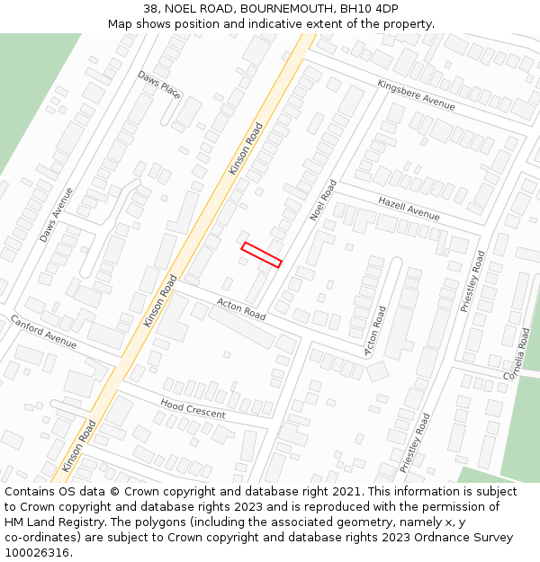38, NOEL ROAD, BOURNEMOUTH, BH10 4DP: Location map and indicative extent of plot