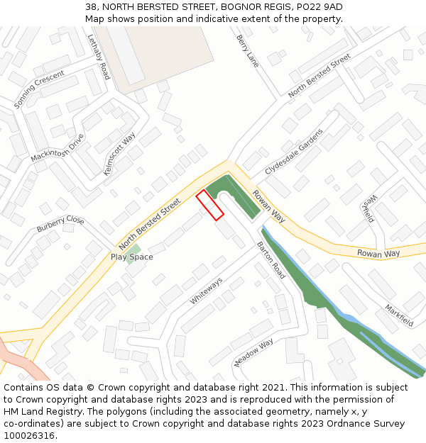38, NORTH BERSTED STREET, BOGNOR REGIS, PO22 9AD: Location map and indicative extent of plot