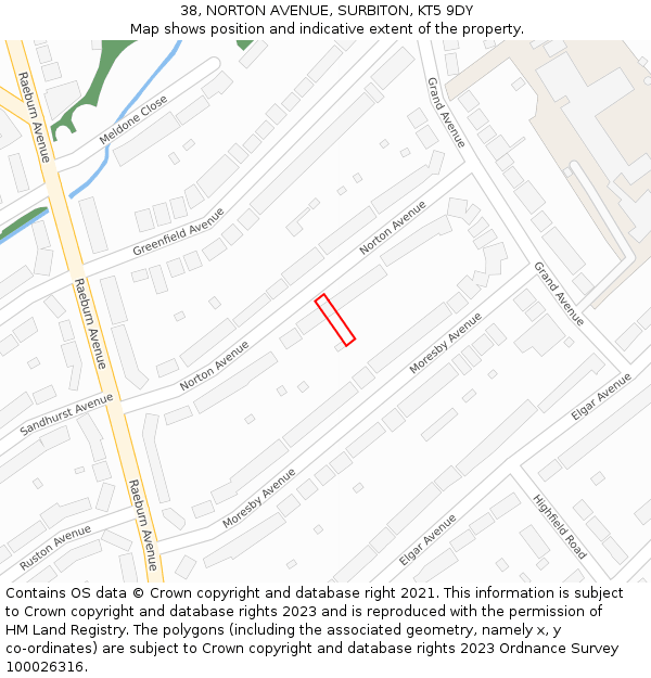 38, NORTON AVENUE, SURBITON, KT5 9DY: Location map and indicative extent of plot