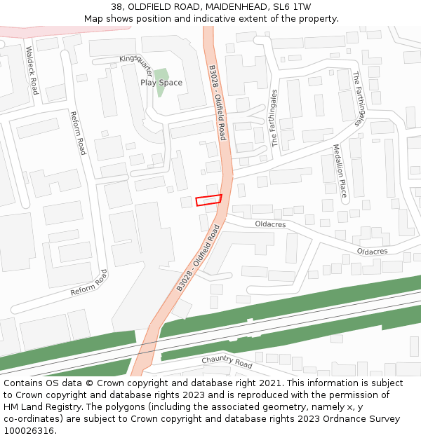 38, OLDFIELD ROAD, MAIDENHEAD, SL6 1TW: Location map and indicative extent of plot