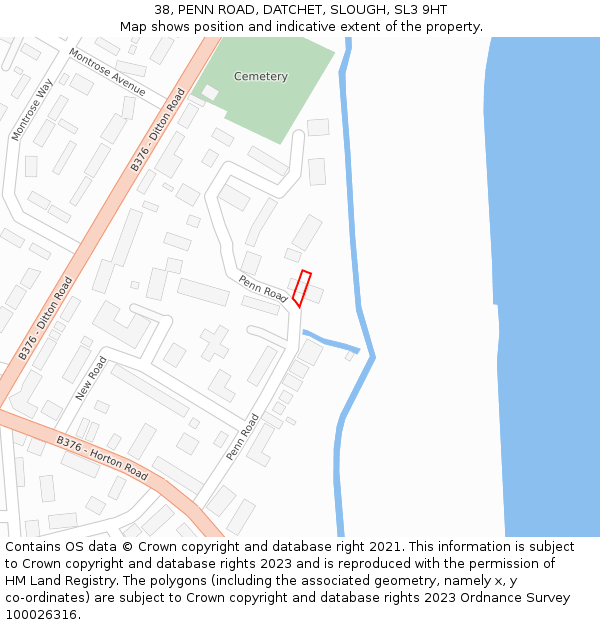 38, PENN ROAD, DATCHET, SLOUGH, SL3 9HT: Location map and indicative extent of plot
