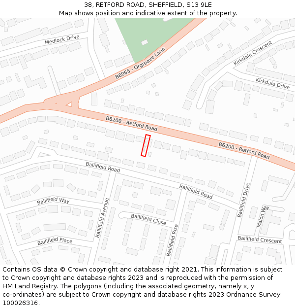 38, RETFORD ROAD, SHEFFIELD, S13 9LE: Location map and indicative extent of plot