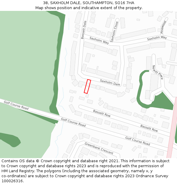 38, SAXHOLM DALE, SOUTHAMPTON, SO16 7HA: Location map and indicative extent of plot