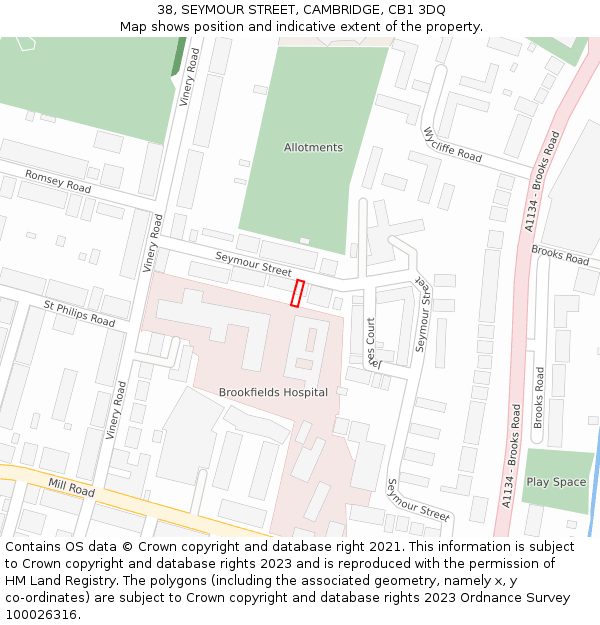 38, SEYMOUR STREET, CAMBRIDGE, CB1 3DQ: Location map and indicative extent of plot
