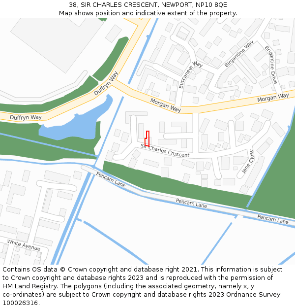 38, SIR CHARLES CRESCENT, NEWPORT, NP10 8QE: Location map and indicative extent of plot