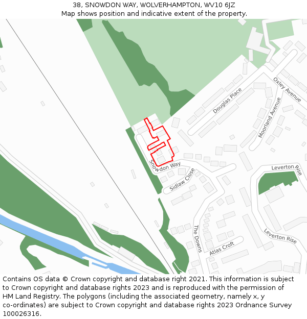 38, SNOWDON WAY, WOLVERHAMPTON, WV10 6JZ: Location map and indicative extent of plot