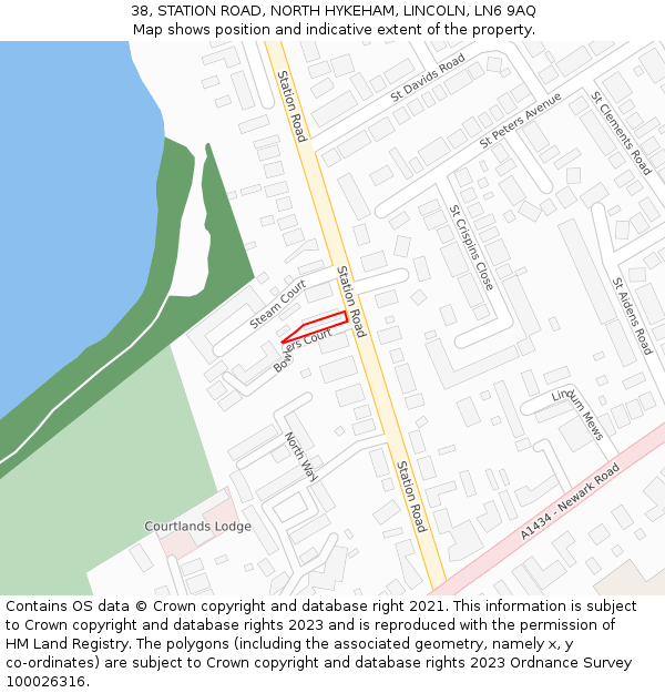 38, STATION ROAD, NORTH HYKEHAM, LINCOLN, LN6 9AQ: Location map and indicative extent of plot