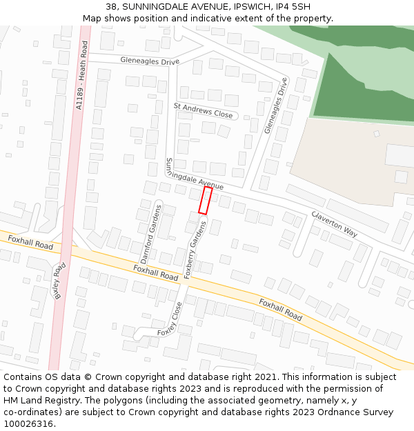 38, SUNNINGDALE AVENUE, IPSWICH, IP4 5SH: Location map and indicative extent of plot