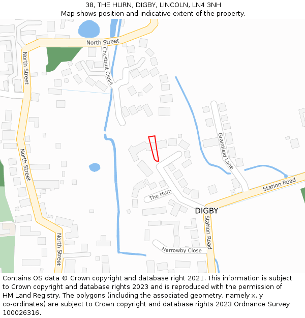 38, THE HURN, DIGBY, LINCOLN, LN4 3NH: Location map and indicative extent of plot