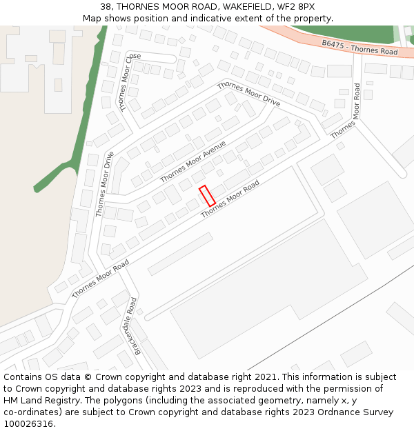 38, THORNES MOOR ROAD, WAKEFIELD, WF2 8PX: Location map and indicative extent of plot
