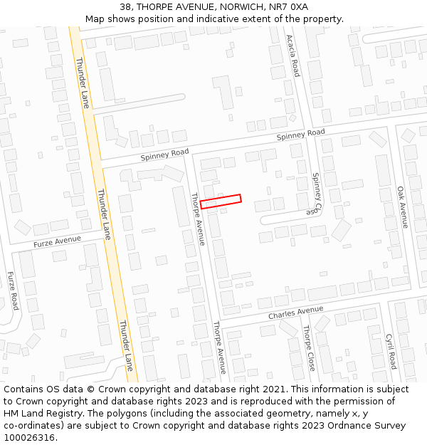 38, THORPE AVENUE, NORWICH, NR7 0XA: Location map and indicative extent of plot