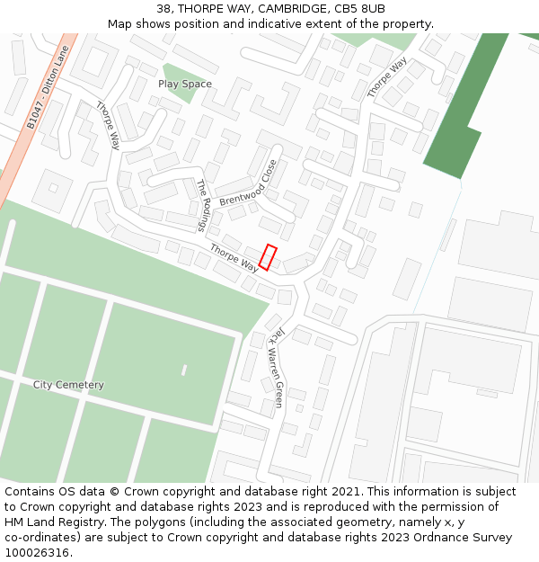 38, THORPE WAY, CAMBRIDGE, CB5 8UB: Location map and indicative extent of plot