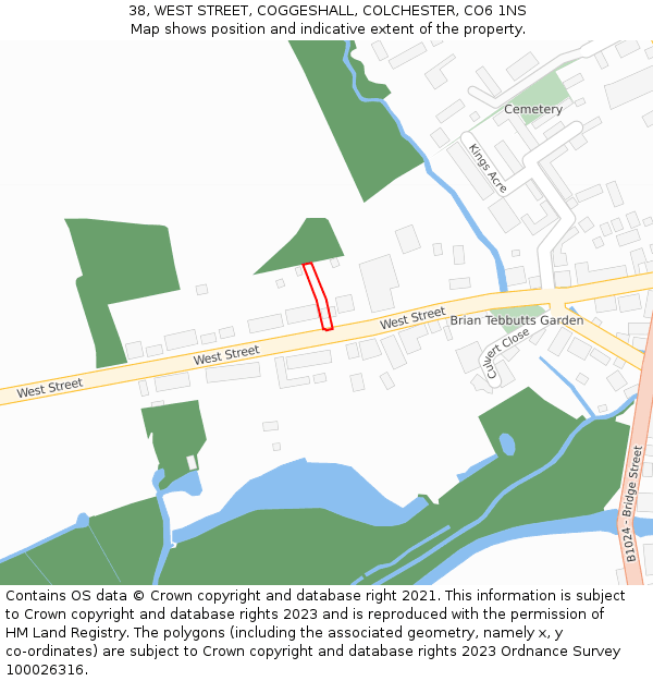 38, WEST STREET, COGGESHALL, COLCHESTER, CO6 1NS: Location map and indicative extent of plot
