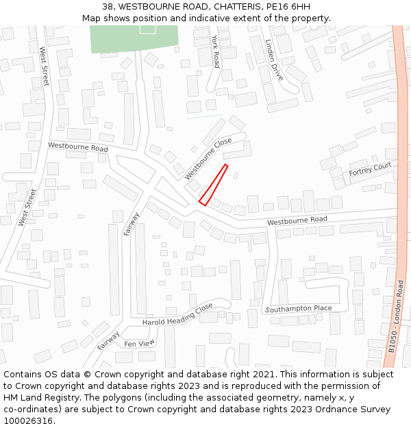 38, WESTBOURNE ROAD, CHATTERIS, PE16 6HH: Location map and indicative extent of plot