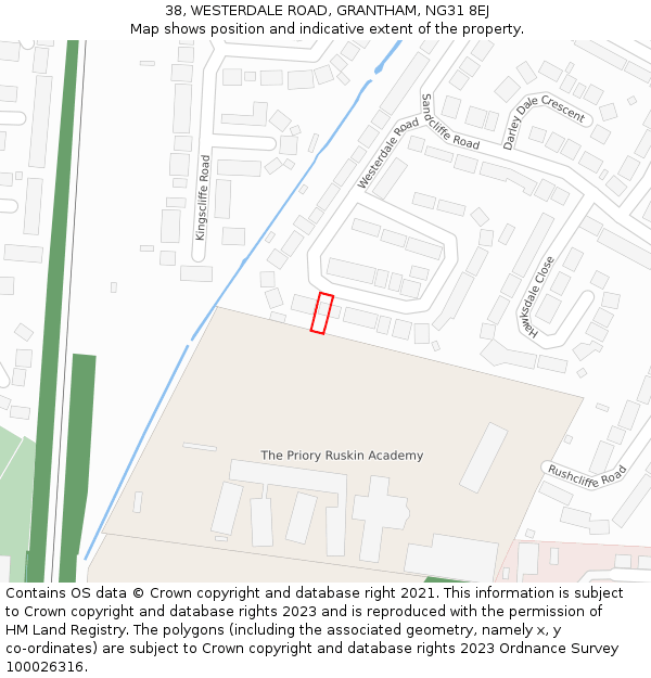 38, WESTERDALE ROAD, GRANTHAM, NG31 8EJ: Location map and indicative extent of plot