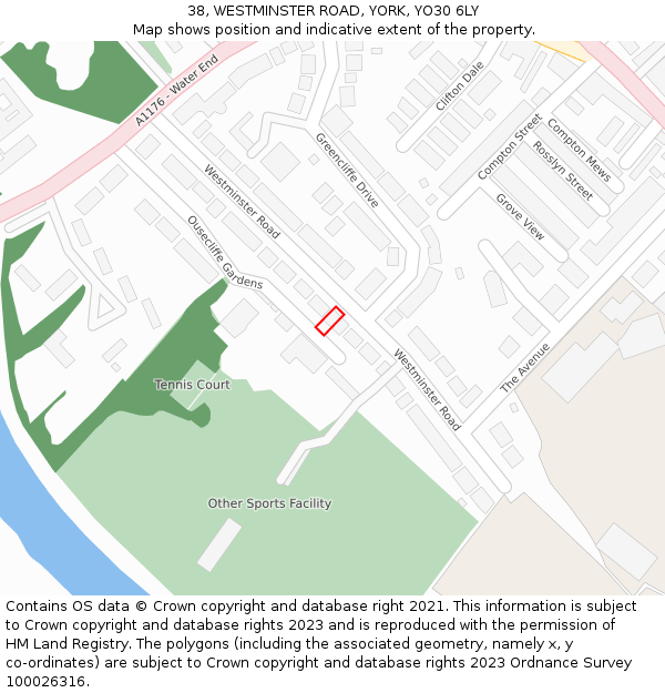 38, WESTMINSTER ROAD, YORK, YO30 6LY: Location map and indicative extent of plot