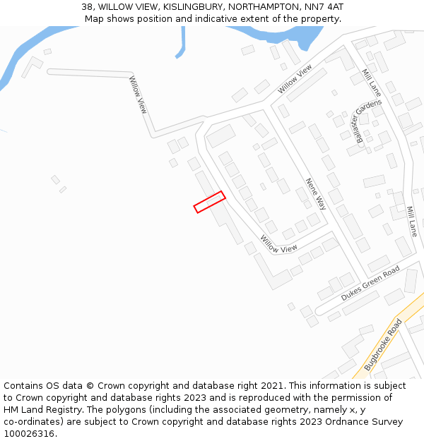 38, WILLOW VIEW, KISLINGBURY, NORTHAMPTON, NN7 4AT: Location map and indicative extent of plot
