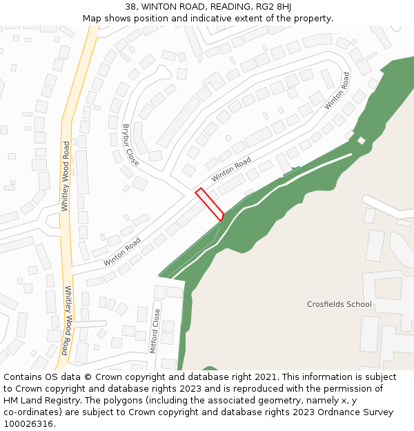38, WINTON ROAD, READING, RG2 8HJ: Location map and indicative extent of plot
