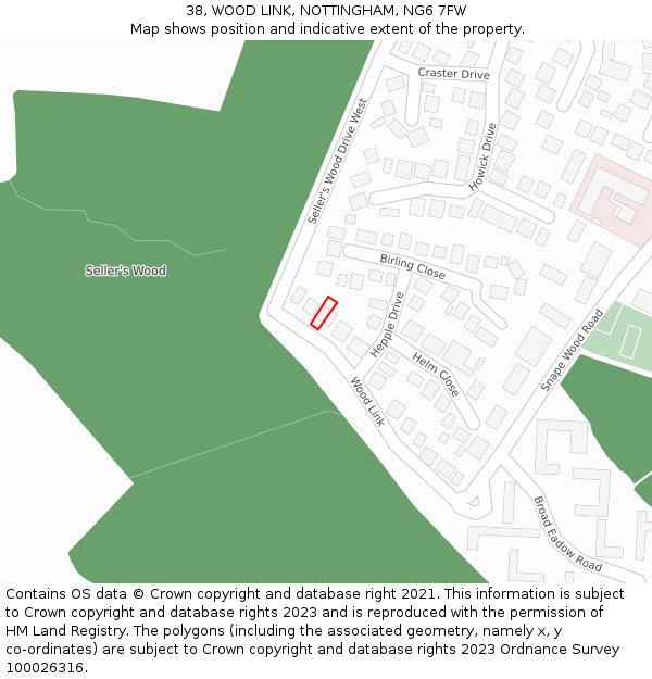 38, WOOD LINK, NOTTINGHAM, NG6 7FW: Location map and indicative extent of plot