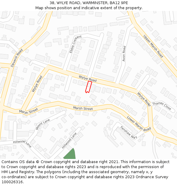 38, WYLYE ROAD, WARMINSTER, BA12 9PE: Location map and indicative extent of plot