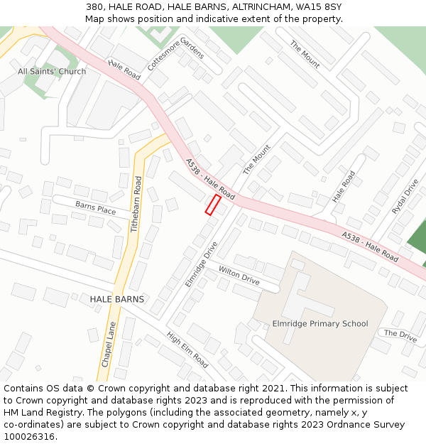 380, HALE ROAD, HALE BARNS, ALTRINCHAM, WA15 8SY: Location map and indicative extent of plot
