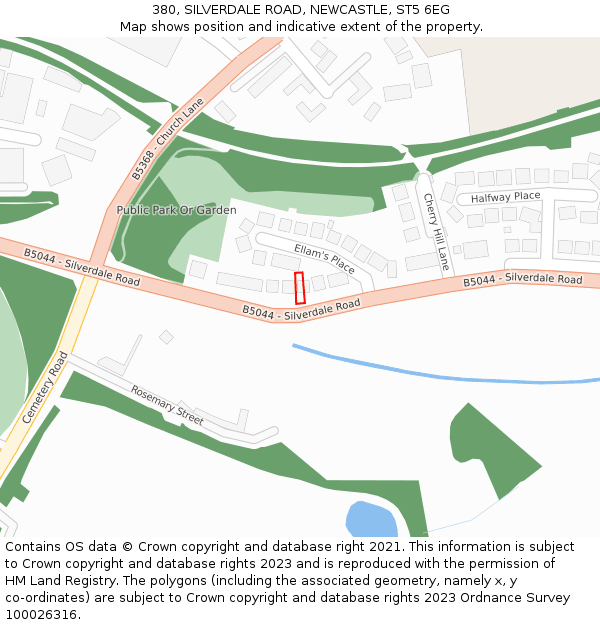 380, SILVERDALE ROAD, NEWCASTLE, ST5 6EG: Location map and indicative extent of plot