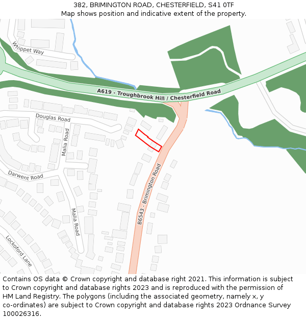 382, BRIMINGTON ROAD, CHESTERFIELD, S41 0TF: Location map and indicative extent of plot