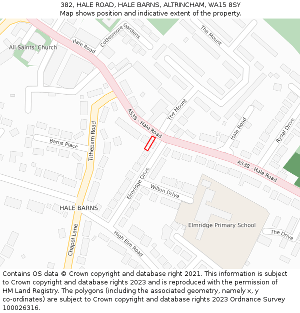 382, HALE ROAD, HALE BARNS, ALTRINCHAM, WA15 8SY: Location map and indicative extent of plot