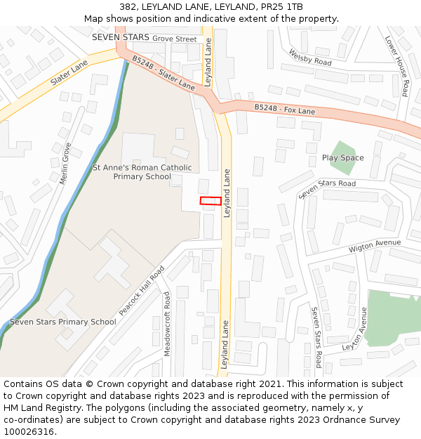 382, LEYLAND LANE, LEYLAND, PR25 1TB: Location map and indicative extent of plot