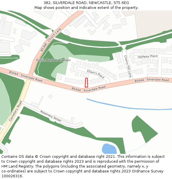 382, SILVERDALE ROAD, NEWCASTLE, ST5 6EG: Location map and indicative extent of plot