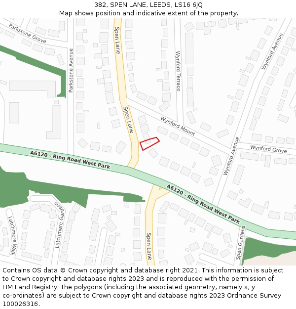 382, SPEN LANE, LEEDS, LS16 6JQ: Location map and indicative extent of plot