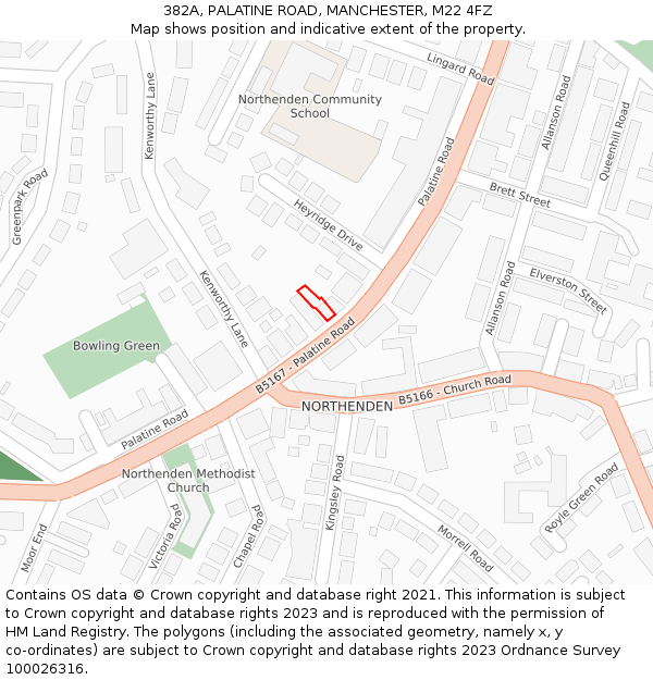 382A, PALATINE ROAD, MANCHESTER, M22 4FZ: Location map and indicative extent of plot