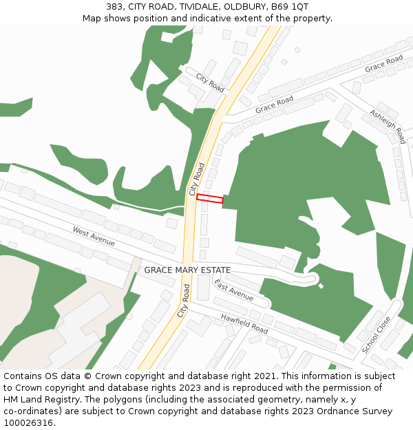 383, CITY ROAD, TIVIDALE, OLDBURY, B69 1QT: Location map and indicative extent of plot