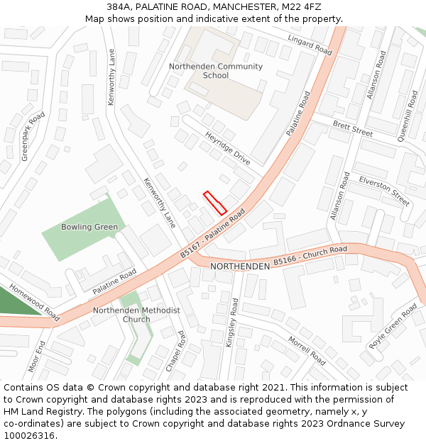 384A, PALATINE ROAD, MANCHESTER, M22 4FZ: Location map and indicative extent of plot