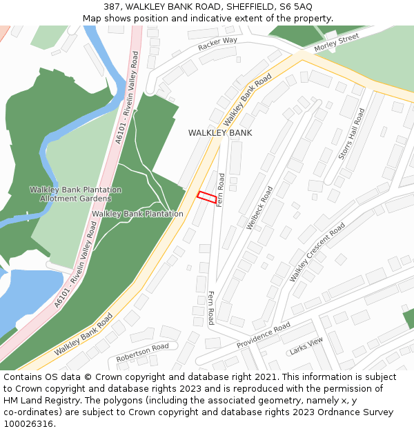387, WALKLEY BANK ROAD, SHEFFIELD, S6 5AQ: Location map and indicative extent of plot
