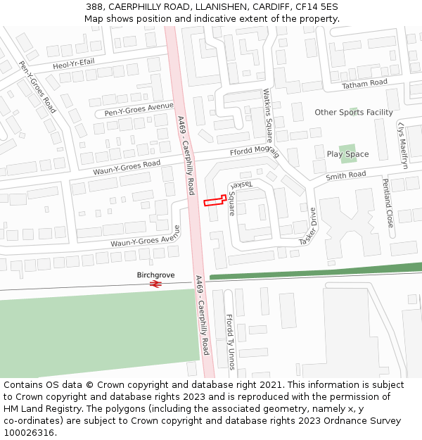 388, CAERPHILLY ROAD, LLANISHEN, CARDIFF, CF14 5ES: Location map and indicative extent of plot