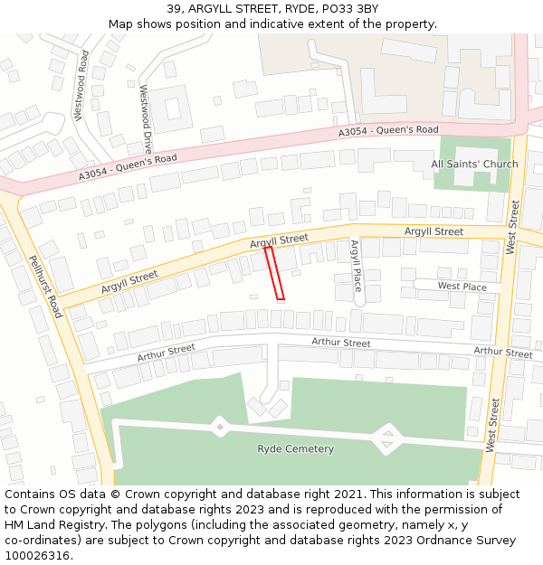 39, ARGYLL STREET, RYDE, PO33 3BY: Location map and indicative extent of plot